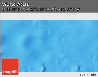 Shaded Relief 3D Map of the Area around 1° 24' 2" S, 93° 25' 30" W