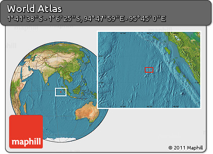 Satellite Location Map of the Area around 1° 24' 2" S, 95° 16' 30" E