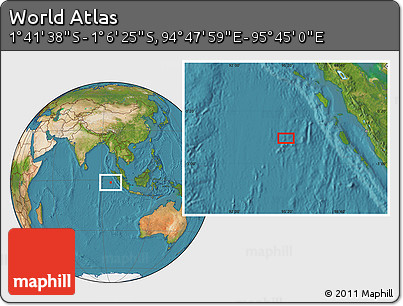 Satellite Location Map of the Area around 1° 24' 2" S, 95° 16' 30" E