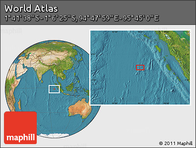 Satellite Location Map of the Area around 1° 24' 2" S, 95° 16' 30" E