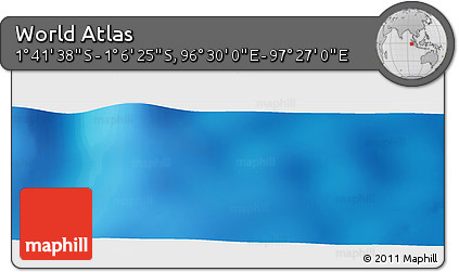 Shaded Relief Panoramic Map of the Area around 1° 24' 2" S, 96° 58' 29" E