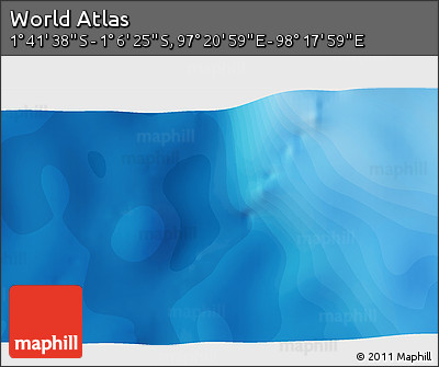 Political 3D Map of the Area around 1° 24' 2" S, 97° 49' 29" E