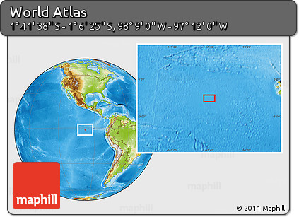 Physical Location Map of the Area around 1° 24' 2" S, 97° 40' 30" W