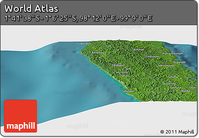 Satellite Panoramic Map of the Area around 1° 24' 2" S, 98° 40' 30" E