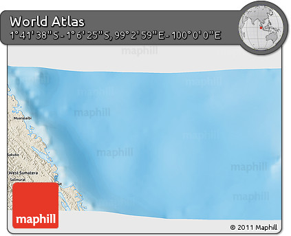 Shaded Relief 3D Map of the Area around 1° 24' 2" S, 99° 31' 30" E