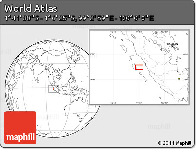 Blank Location Map of the Area around 1° 24' 2" S, 99° 31' 30" E