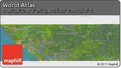 Satellite Panoramic Map of the Area around 1° 24' 2" S, 9° 25' 30" E