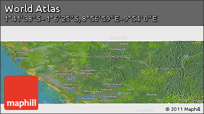 Satellite Panoramic Map of the Area around 1° 24' 2" S, 9° 25' 30" E