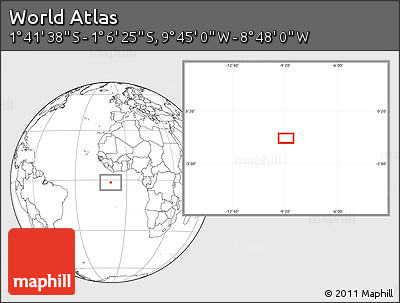 Blank Location Map of the Area around 1° 24' 2" S, 9° 16' 30" W