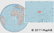 Gray Location Map of the area around 1° 55' 32" S, 0° 4' 30" E, hill shading