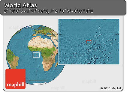 Satellite Location Map of the Area around 1° 55' 32" S, 0° 4' 30" E