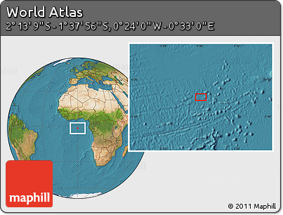 Satellite Location Map of the Area around 1° 55' 32" S, 0° 4' 30" E