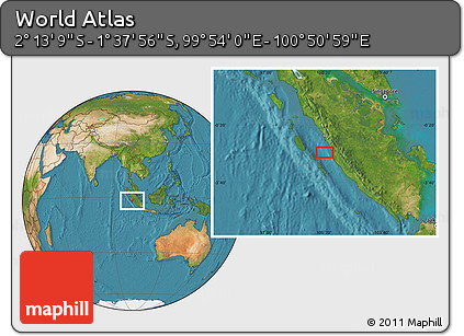 Satellite Location Map of the Area around 1° 55' 32" S, 100° 22' 30" E