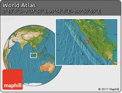 Satellite Location Map of the Area around 1° 55' 32" S, 100° 22' 30" E