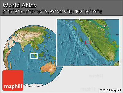 Satellite Location Map of the Area around 1° 55' 32" S, 100° 22' 30" E