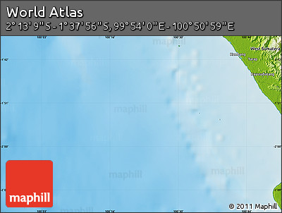 Physical Map of the Area around 1° 55' 32" S, 100° 22' 30" E