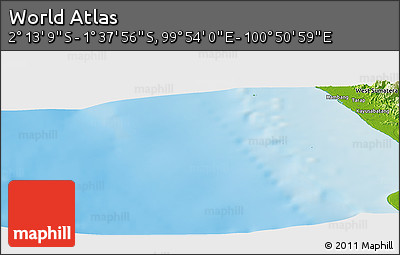 Physical Panoramic Map of the Area around 1° 55' 32" S, 100° 22' 30" E