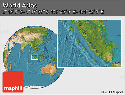 Satellite Location Map of the Area around 1° 55' 32" S, 101° 13' 29" E