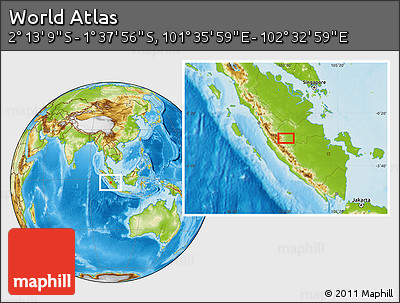 Physical Location Map of the Area around 1° 55' 32" S, 102° 4' 29" E