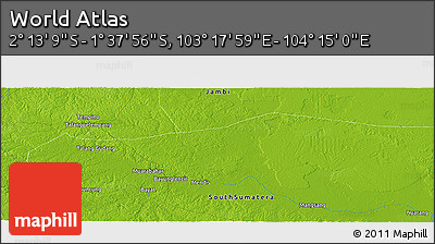Physical Panoramic Map of the Area around 1° 55' 32" S, 103° 46' 30" E