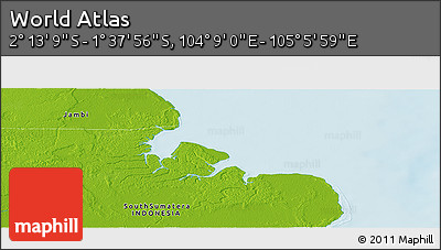 Physical Panoramic Map of the Area around 1° 55' 32" S, 104° 37' 30" E