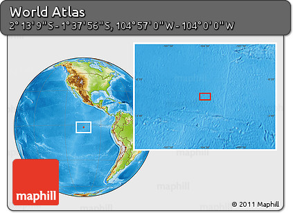 Physical Location Map of the Area around 1° 55' 32" S, 104° 28' 29" W