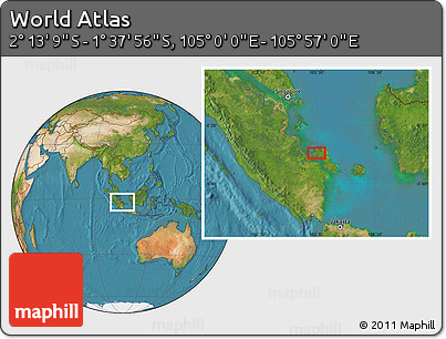 Satellite Location Map of the Area around 1° 55' 32" S, 105° 28' 29" E