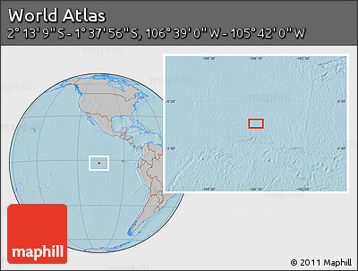 Gray Location Map of the Area around 1° 55' 32" S, 106° 10' 30" W, hill shading