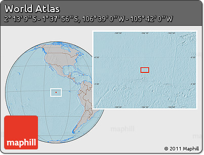 Gray Location Map of the Area around 1° 55' 32" S, 106° 10' 30" W, hill shading