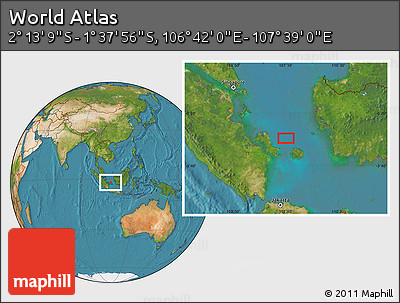 Satellite Location Map of the Area around 1° 55' 32" S, 107° 10' 30" E