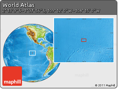 Physical Location Map of the Area around 1° 55' 32" S, 108° 43' 29" W