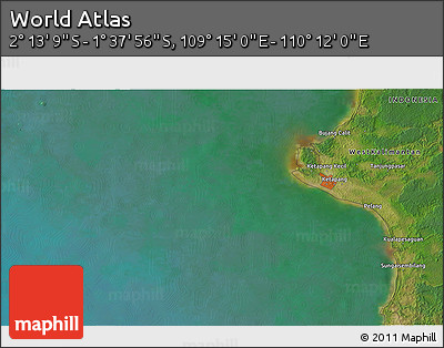 Satellite 3D Map of the Area around 1° 55' 32" S, 109° 43' 29" E
