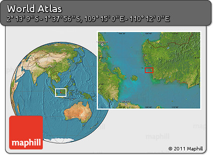 Satellite Location Map of the Area around 1° 55' 32" S, 109° 43' 29" E