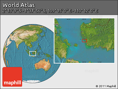 Satellite Location Map of the Area around 1° 55' 32" S, 109° 43' 29" E