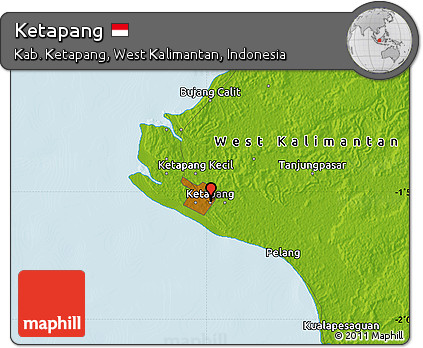 Physical Map of Ketapang