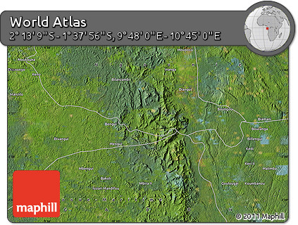 Satellite Map of the Area around 1° 55' 32" S, 10° 16' 30" E