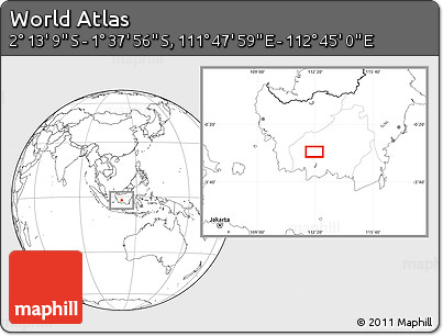 Blank Location Map of the Area around 1° 55' 32" S, 112° 16' 30" E