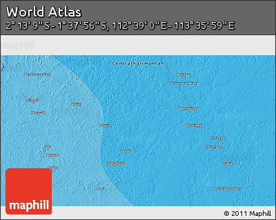 Political 3D Map of the Area around 1° 55' 32" S, 113° 7' 30" E