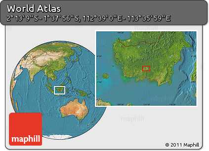 Satellite Location Map of the Area around 1° 55' 32" S, 113° 7' 30" E