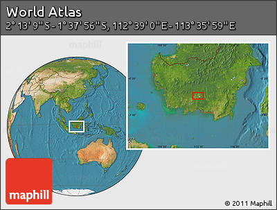 Satellite Location Map of the Area around 1° 55' 32" S, 113° 7' 30" E