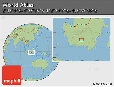 Savanna Style Location Map of the Area around 1° 55' 32" S, 113° 7' 30" E