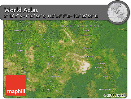 Satellite Map of the Area around 1° 55' 32" S, 113° 7' 30" E