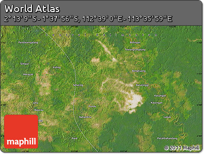 Satellite Map of the Area around 1° 55' 32" S, 113° 7' 30" E