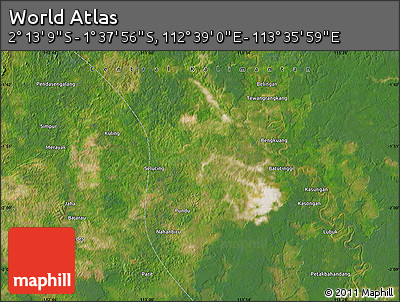 Satellite Map of the Area around 1° 55' 32" S, 113° 7' 30" E