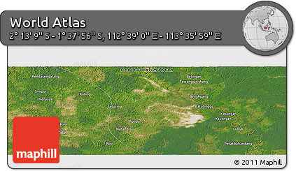 Satellite Panoramic Map of the Area around 1° 55' 32" S, 113° 7' 30" E