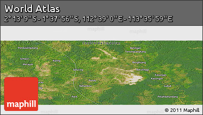 Satellite Panoramic Map of the Area around 1° 55' 32" S, 113° 7' 30" E