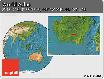 Satellite Location Map of the Area around 1° 55' 32" S, 113° 58' 29" E