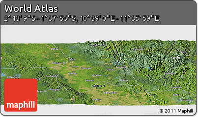 Satellite Panoramic Map of the Area around 1° 55' 32" S, 11° 7' 30" E