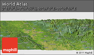 Satellite Panoramic Map of the Area around 1° 55' 32" S, 11° 7' 30" E