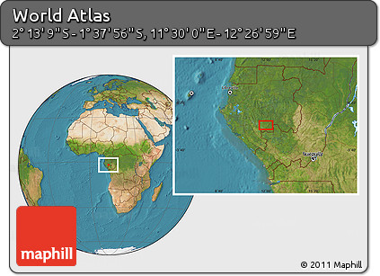 Satellite Location Map of the Area around 1° 55' 32" S, 11° 58' 29" E